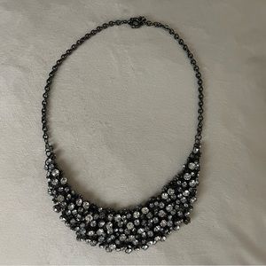 J. Crew Rhinestone Cluster Necklace Black Finish